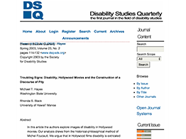 Troubling Signs: Disability, Hollywood Movies and the Construction of a Discourse of Pity